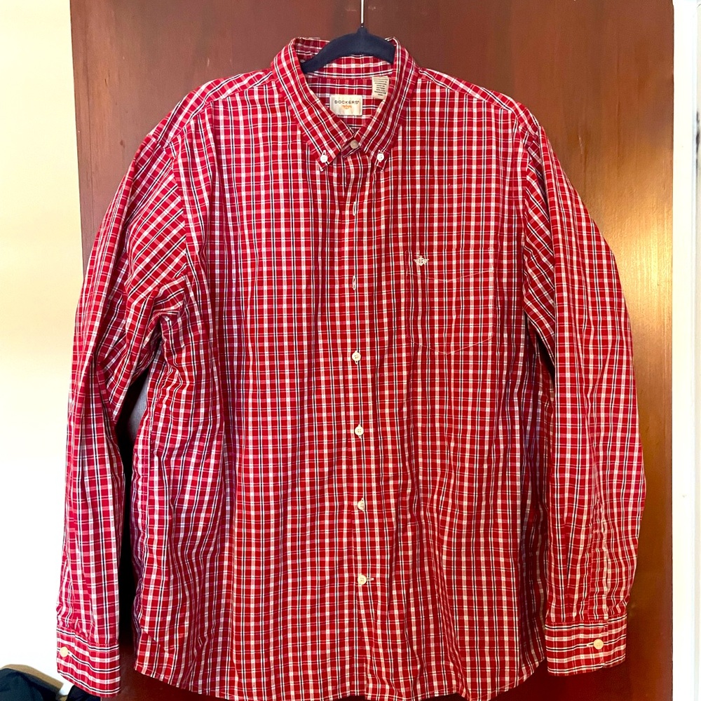 Dockers Classic Red & White Checked Button-Down Shirt